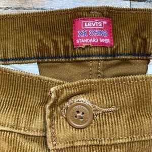 Mens Levi XX chino brown cords pants standard taper 31x30
